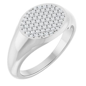Ladies Natural Diamond Signet Ring (I1, G-H) — Sterling Silver