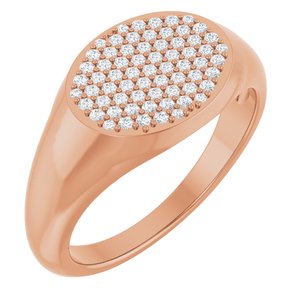Ladies Natural Diamond Signet Ring (I1, G-H) — 14K Rose Gold