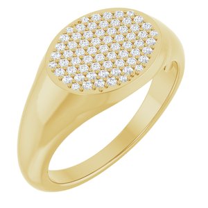 Ladies Natural Diamond Signet Ring (I1, G-H) — 14K Yellow Gold