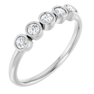 Ladies Natural Diamond Five-Stone Ring — Sterling Silver