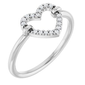 Ladies Natural Diamond Heart Ring (I1, G-H) — Sterling Silver