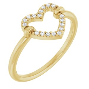 Ladies Natural Diamond Heart Ring (I1, G-H) — 14K Yellow Gold