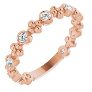 Ladies Natural Diamond Beaded Ring (I1, G-H) — 14K Rose Gold