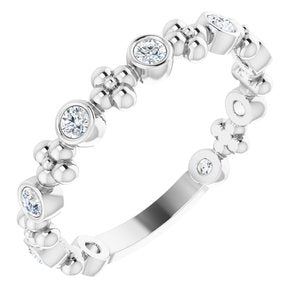 Ladies Natural Diamond Beaded Ring (SI2-SI3, G-H) — Platinum