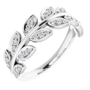 Ladies Natural Diamond Leaf Ring (SI2-SI3, G-H) — Platinum