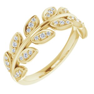 Ladies Natural Diamond Leaf Ring (I1, G-H) — 14K Yellow Gold