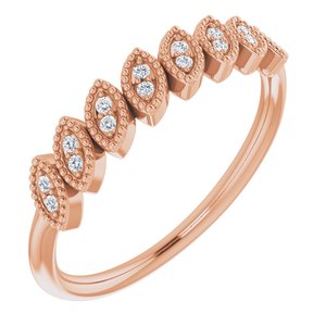 Ladies Natural Diamond Leaf Ring (I1, G-H) — 14K Rose Gold