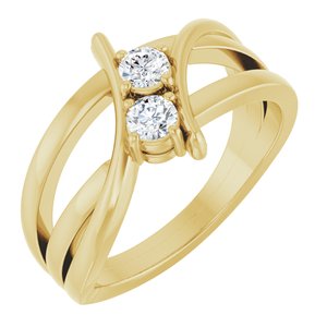Ladies Natural Diamond Two-Stone Ring (I1, G-H) — 14K Yellow Gold