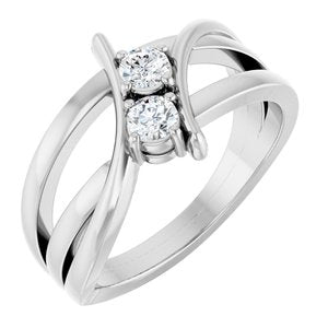 Ladies Natural Diamond Two-Stone Ring (I1, G-H) — Platinum