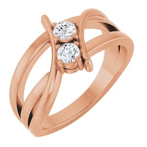 Ladies Natural Diamond Two-Stone Ring (I1, G-H) — 14K Rose Gold