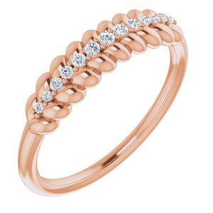 Ladies Natural Diamond Rope Ring (I1, G-H) — 14K Rose Gold