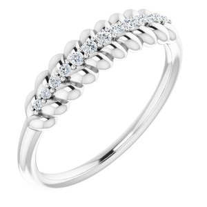 Ladies Natural Diamond Rope Ring (I1, G-H) — Sterling Silver