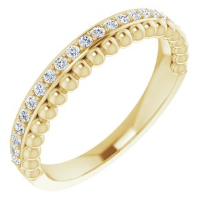 Ladies Natural Diamond Beaded Ring (I1, G-H) — 14K Yellow Gold