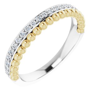Ladies Natural Diamond Beaded Ring (I1, G-H) — 14K White/Yellow Gold