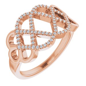 Ladies Diamond Woven Ring (I1, G-H) — 14K Rose Gold