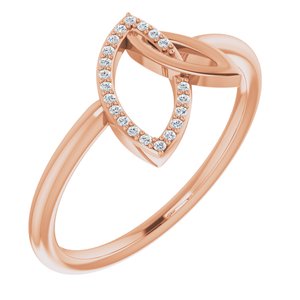 Ladies Natural Diamond Double Leaf Ring (I1, G-H) — 14K Rose Gold
