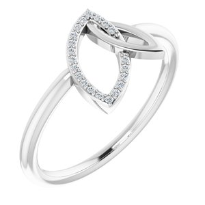 Ladies Natural Diamond Double Leaf Ring (SI2-SI3, G-H) — Platinum