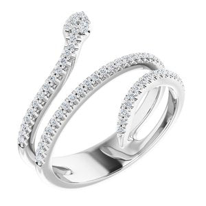 Ladies Natural Diamond Snake Ring (I1, G-H) — Sterling Silver