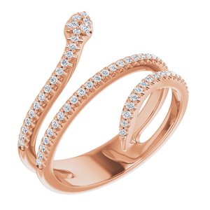Ladies Natural Diamond Snake Ring (I1, G-H) — 14K Rose Gold