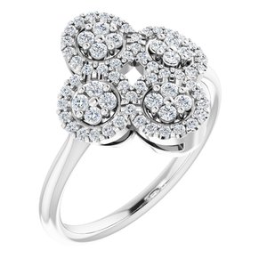Ladies Natural Diamond Clover Ring (I1, G-H) — 14K White Gold