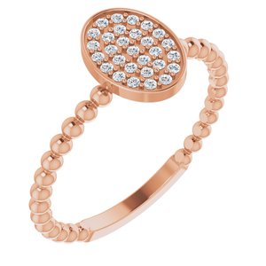 Ladies Natural Diamond Cluster Beaded Ring — 14K Rose Gold