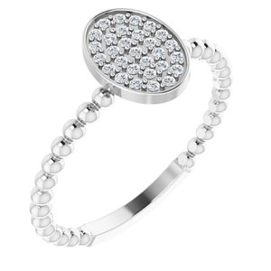 Ladies Natural Diamond Cluster Beaded Ring — Sterling Silver