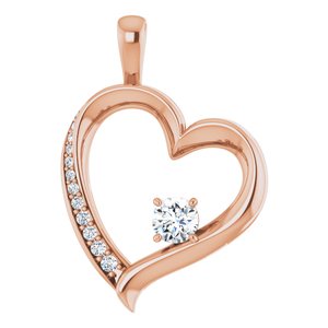 Ladies Natural Diamond Pendant (I1, G-H) — 14K Rose Gold