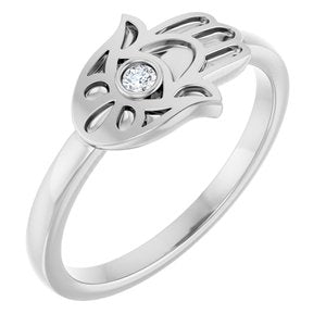 Ladies Natural Diamond Hamsa Ring (SI2-SI3, G-H) — Platinum