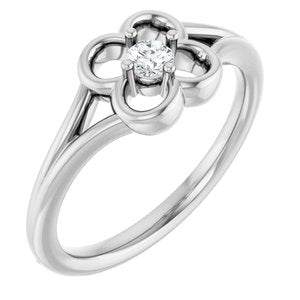 Ladies Natural Diamond Youth Flower Ring (I1, G-H) — 14K White Gold