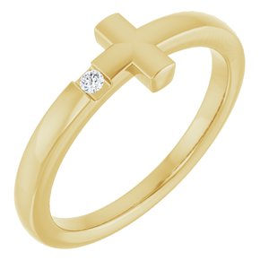 Ladies Natural Diamond Youth Sideways Cross Ring (I1, G-H) — 14K Yellow Gold