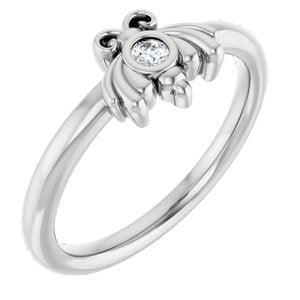 Ladies Natural Diamond Bee Youth Ring (I1, G-H) — Sterling Silver
