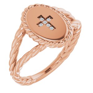 Ladies Natural Diamond Cross Ring (I1, G-H) — 14K Rose Gold