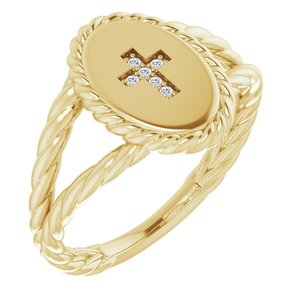 Ladies Natural Diamond Cross Ring (I1, G-H) — 14K Yellow Gold