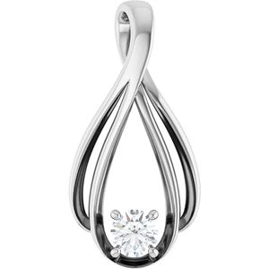 Ladies Natural Diamond Teardrop Pendant (I1, G-H) — 14K White Gold