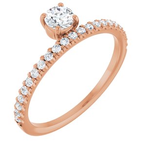 Ladies Natural Diamond Asymmetrical Stackable Ring (I1, G-H) — 14K Rose Gold