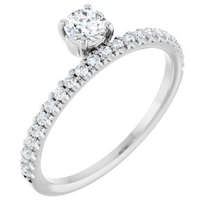 Ladies Natural Diamond Asymmetrical Stackable Ring (I1, G-H) — 14K White Gold