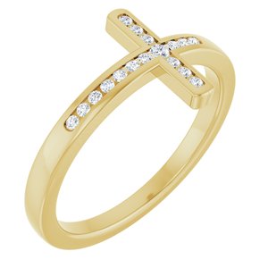 Ladies Natural Diamond Sideways Cross Ring (I1, G-H) — 14K Yellow Gold
