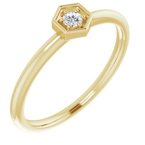 Ladies Natural Diamond Hexagon Stackable Ring (I1, G-H) — 14K Yellow Gold