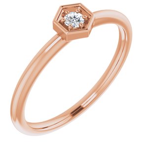 Ladies Natural Diamond Hexagon Stackable Ring (I1, G-H) — 14K Rose Gold