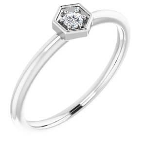 Ladies Natural Diamond Hexagon Stackable Ring (SI2-SI3, G-H) — Platinum