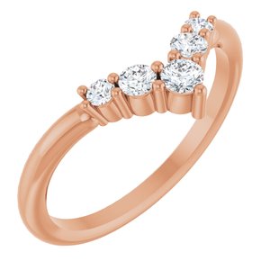Ladies Natural Diamond Graduated V Ring (I1, G-H) — 14K Rose Gold