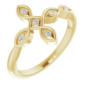 Ladies Natural Diamond Sideways Cross Ring (I1, G-H) — 14K Yellow Gold