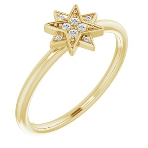 Ladies Natural Diamond Star Ring (I1, G-H) — 14K Yellow Gold