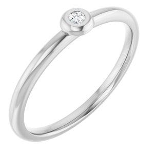 Ladies Natural Diamond Stackable Ring (I1, G-H) — 14K White Gold