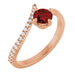 Ladies Natural Mozambique Garnet Diamond Bypass Ring (I1, G-H) — 14K Rose Gold