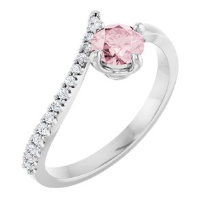 Ladies Natural Pink Morganite Natural Diamond Bypass Ring (I1, G-H) — Sterling Silver