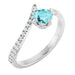 Ladies Natural Blue Zircon Natural Diamond Bypass Ring (SI2-SI3, G-H) — Platinum