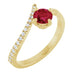 Ladies Natural Ruby Natural Diamond Bypass Ring (I1, G-H) — 14K Yellow Gold
