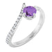Ladies Natural Amethyst Natural Diamond Bypass Ring (I1, G-H) — Sterling Silver