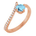 Ladies Natural Aquamarine Natural Diamond Bypass Ring (I1, G-H) — 14K Rose Gold